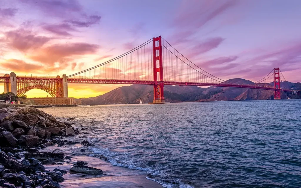 Golden Gate Bridge, San Francisco during sunset